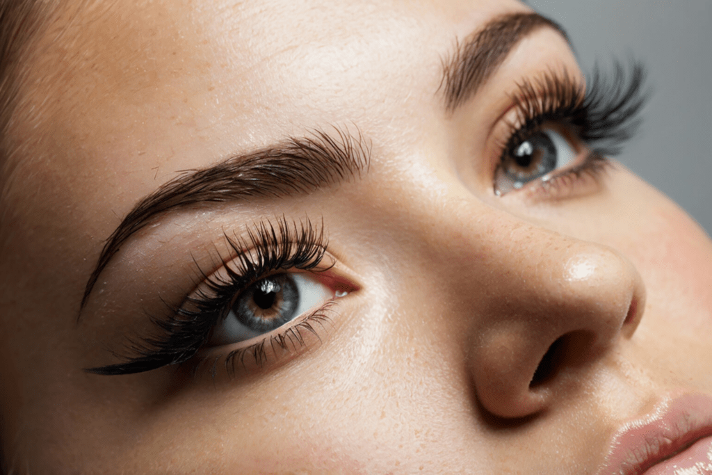 Frau mit schönen Wimpern.