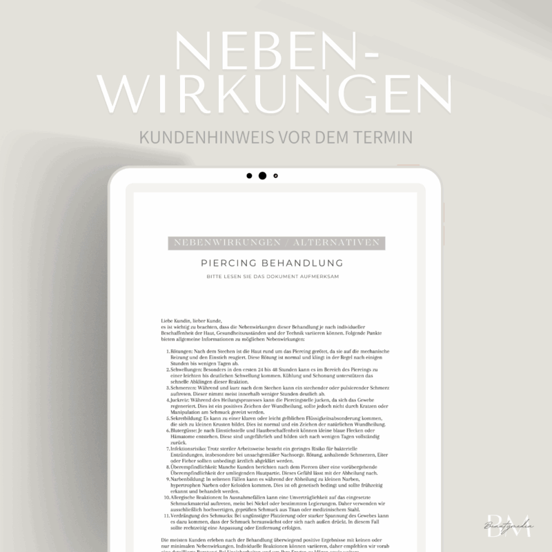 Nebenwirkung Piercing Behandlung