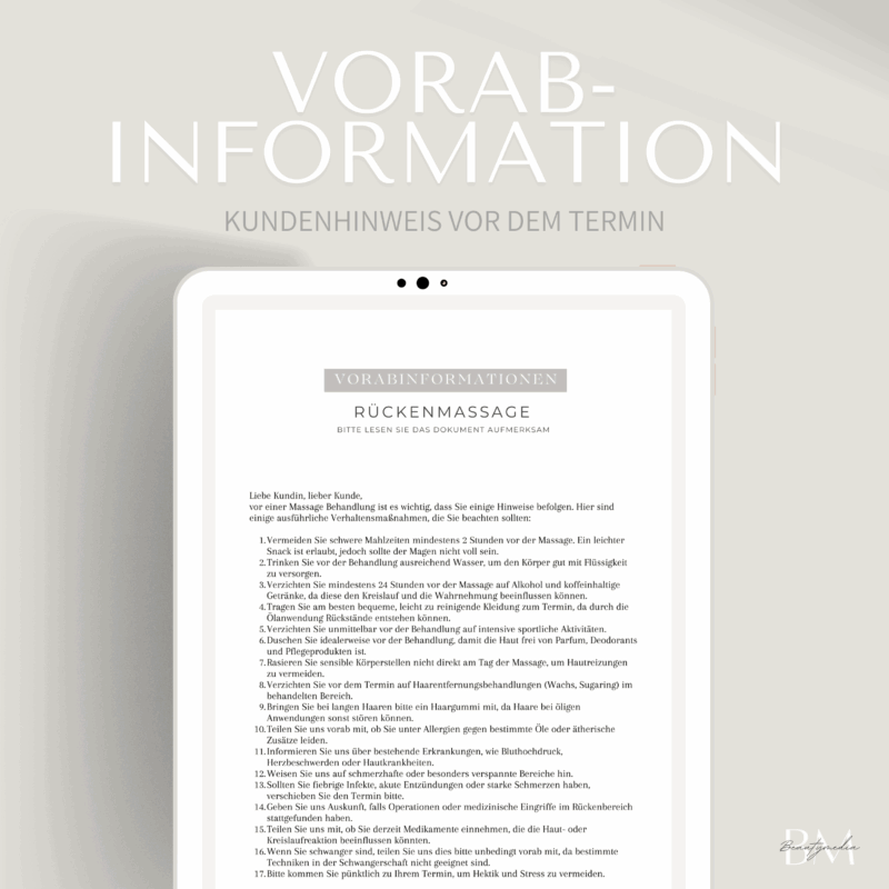 Vorabinformationen Rückenmassage