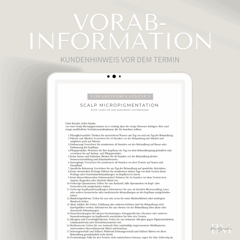 Vorabinformationen Scalp Micropigmentation