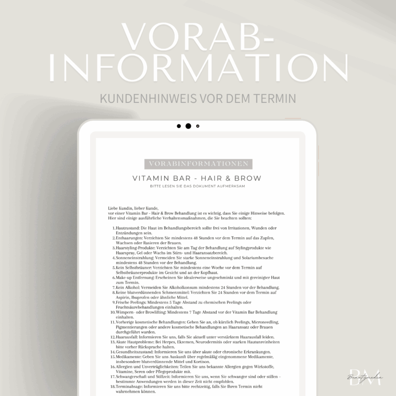 Vorabinformationen Vitamin Bar – Hair & Brow