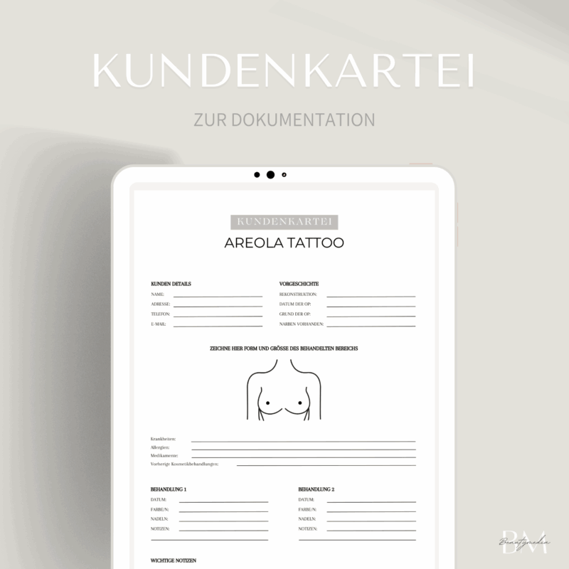 Die Areola-Tattoo-Behandlung ist eine innovative Methode, die das Selbstbewusstsein und das Wohlbefinden Ihrer Kund:innen stärkt, indem sie realistische und natürliche Brustwarzen- und Warzenhofrekonstruktionen ermöglicht.