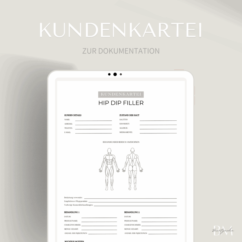 Kundenkartei für die Hip Dip Filler