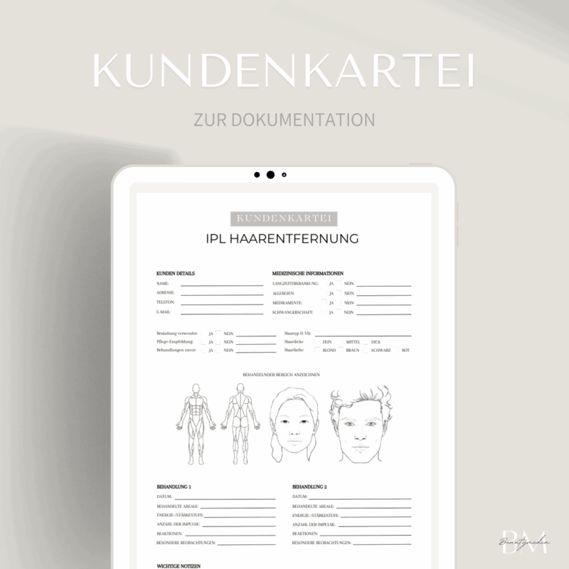 Kundenkartei für die IPL Haarentfernung