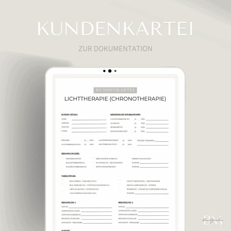 Kundenkartei für die Lichttherapie