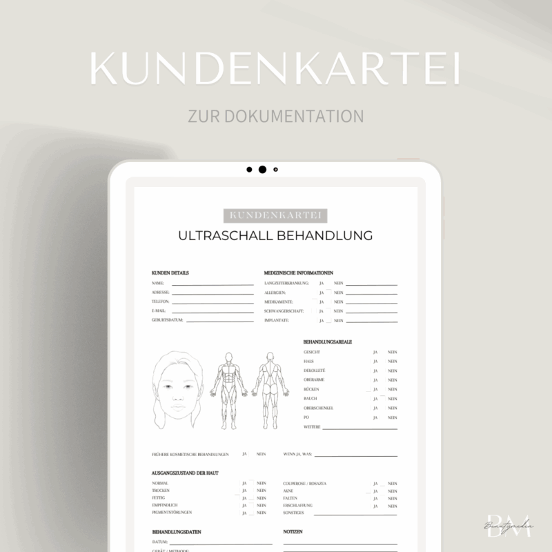 Kundenkartei für Ultraschallbehandlungen