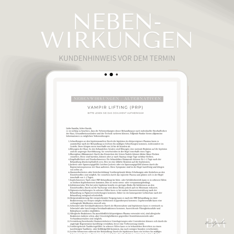 Vampir Lifting, auch bekannt als PRP (Platelet-Rich Plasma), ist eine kosmetische Behandlung, bei der körpereigenes, aufbereitetes Blutplasma mit einer hohen Konzentration an Blutplättchen in die Haut injiziert wird.