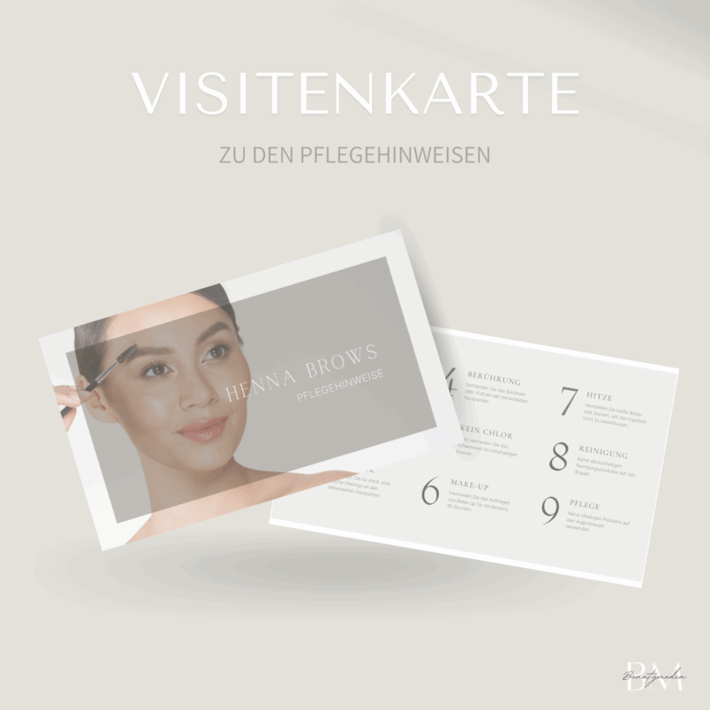 Visitenkarten-Pflegehinweis für Henna Brows