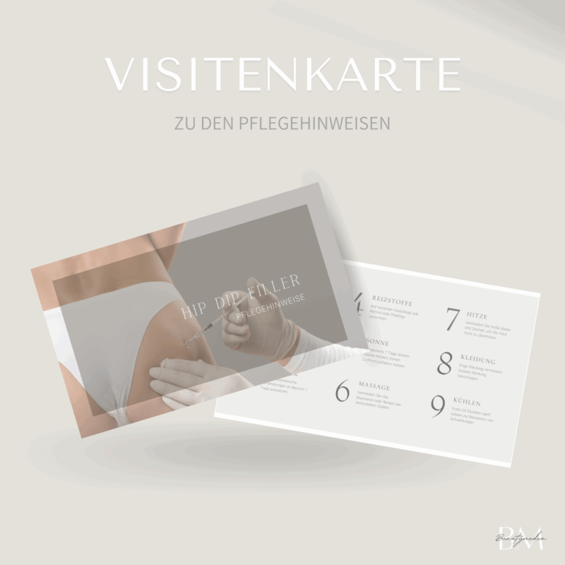 Visitenkarten-Pflegehinweis für Hip Dip Filler