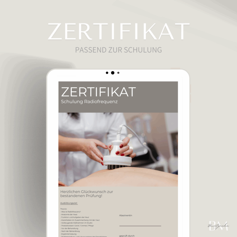 Zertifikat für die Radiofrequenz Schulung