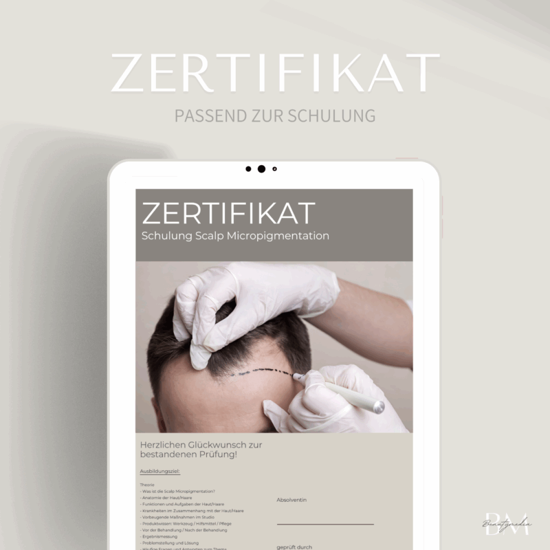Zertifikat für die Scalp Micropigmentation Schulung