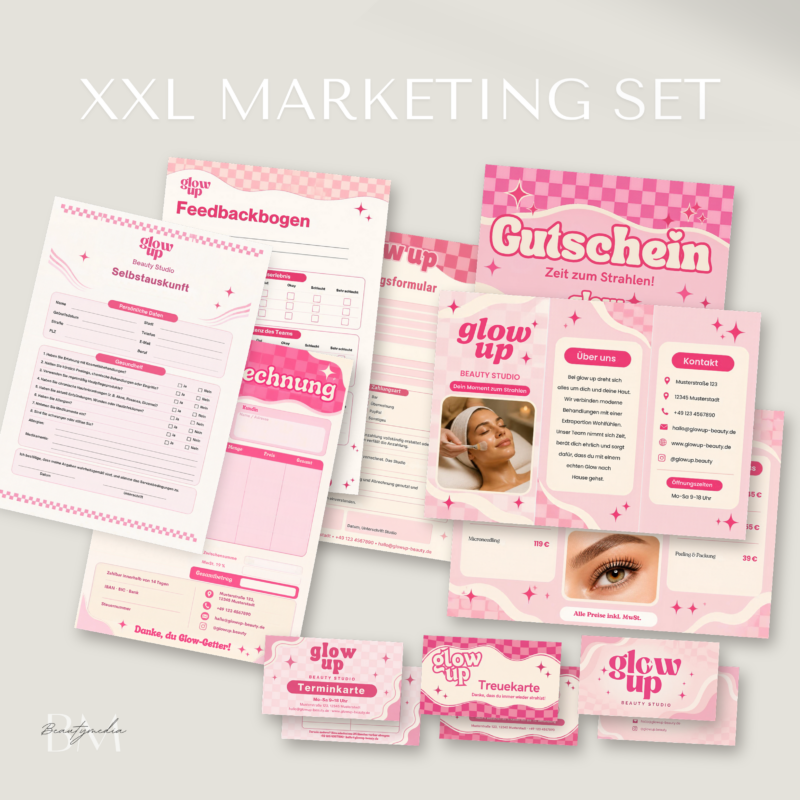 Marketingpaket glow up in Pink im Retro-Look