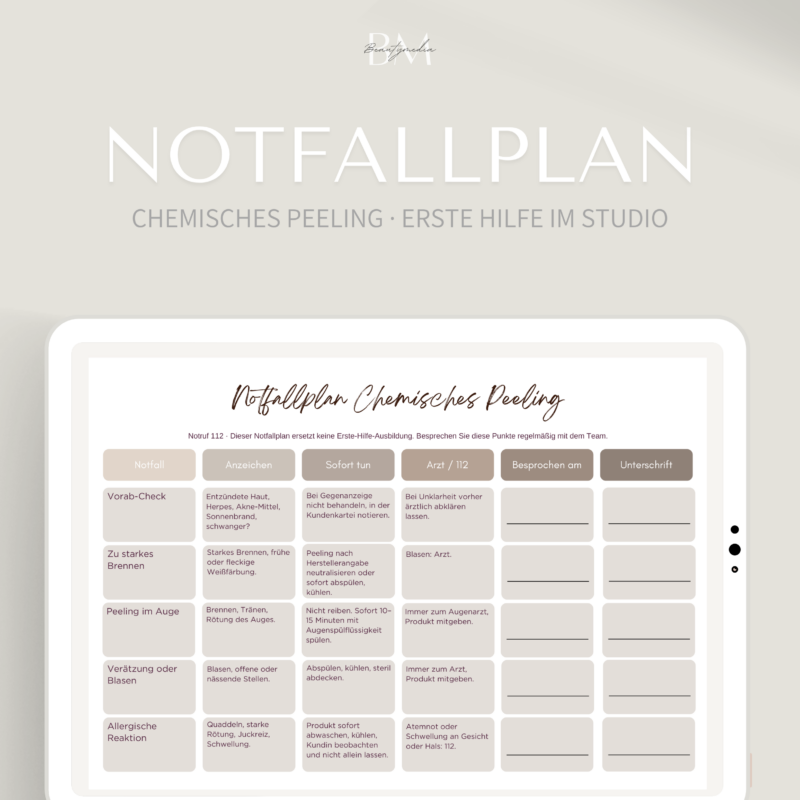 Notfallplan Chemisches Peeling