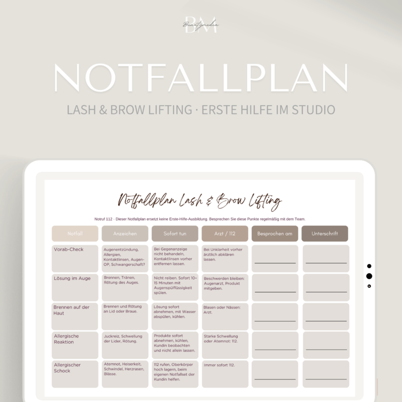 Notfallplan Lash & Brow Lifting